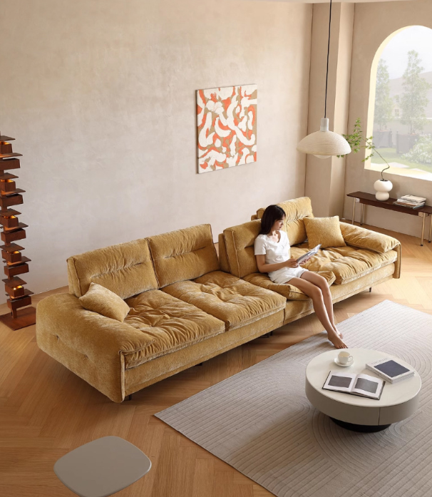 Modern Minimalist Sailboat Sofa, New Luxury Style, Extra-Wide Seat Depth with Adjustable Backrest