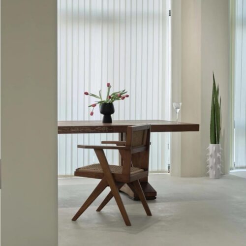 Rectangular Solid Pine Wood Dining Table Wabi Sabi Farmhouse Style Dinner Table - Dining table - QONKA HOME