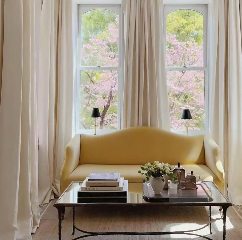 French Vintage Yellow Upholstered Sofa, Beautiful Velvet Sofa