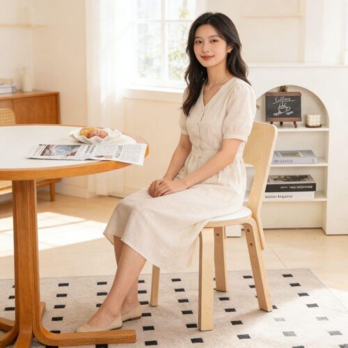 Solid Wood Artek Designer Dining Chair Cream Style Vintage China Origin Home Furniture - Solid wood dining chair - QONKA HOME