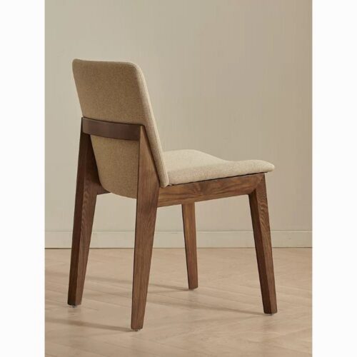 Mid-Century Modern Upholstered Walnut Dining Chair Elegance, Comfort, and Timeless Design - Solid wood dining chair - QONK...