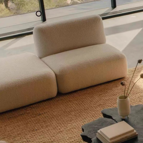 Vintage-style French Sofa, Wabi-Sabi-inspired Modular Pieces - Living room furniture - QONKA HOME