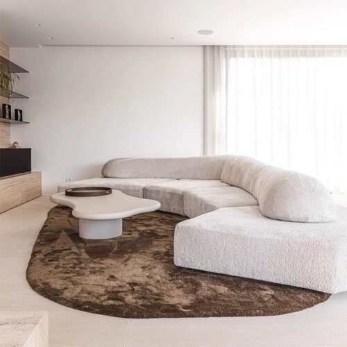 Italian Minimalist Irregular-Shaped Sofa, Rock-Inspired Modular Sofa, Chenille Sofa - Living room furniture - QONKA HOME
