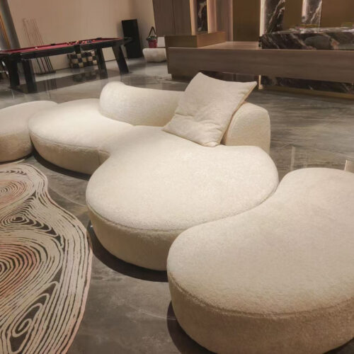 Nordic Minimalist, Retro, and Wabi-Sabi Styles; Curved Sofa - Living room furniture - QONKA HOME