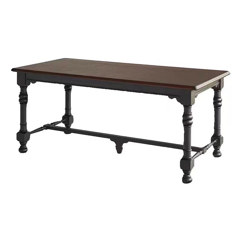 Vintage Rectangular Solid Wood Dining Table, Ash / Pine Wood Available, European Antique Style Dining Table for Home Dining Room