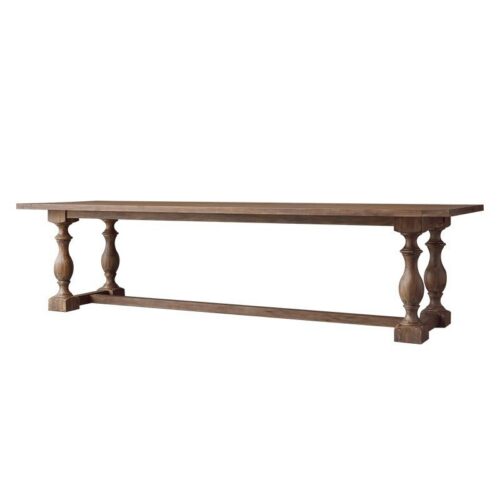 Farmhouse Solid Pine Wood Dining Table Rectangular Turned Pedestal Leg Vintage Dining Table for Home Dining Room - Dining ...