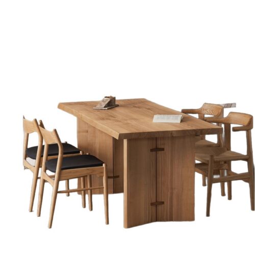Solid Wood Dining Table, Pine / Ash Wood Minimalist Rectangular Dining Table for Home Dining Room - Dining table - QONKA HOME