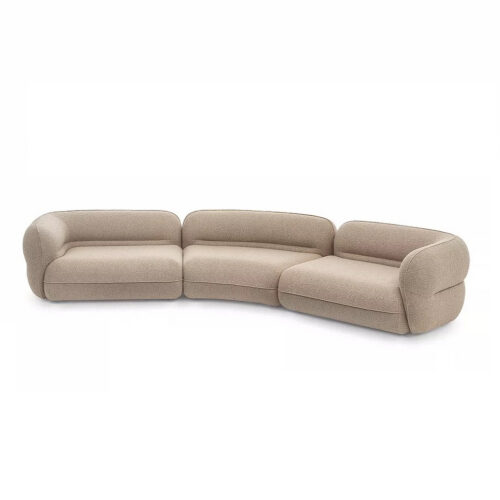 Italian Minimalist Curved Sofa, Cream-Toned Light Luxury Style - Living room furniture - QONKA HOME