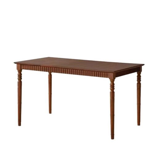 Vintage Rectangular Solid Wood Dining Table, Pine / Ash Wood Turned‑Leg Dining Table for Dining Room - Dining table - QO...