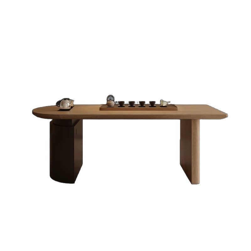 Wabi‑Sabi Solid Pine Wood Dining Table, Oval Multi‑Purpose Dining Table for Home Dining Room