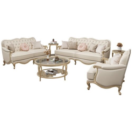 American-style Sofas, Genuine Leather Sofas, Modern Minimalist, Luxury Villa Sets - Living room furniture - QONKA HOME