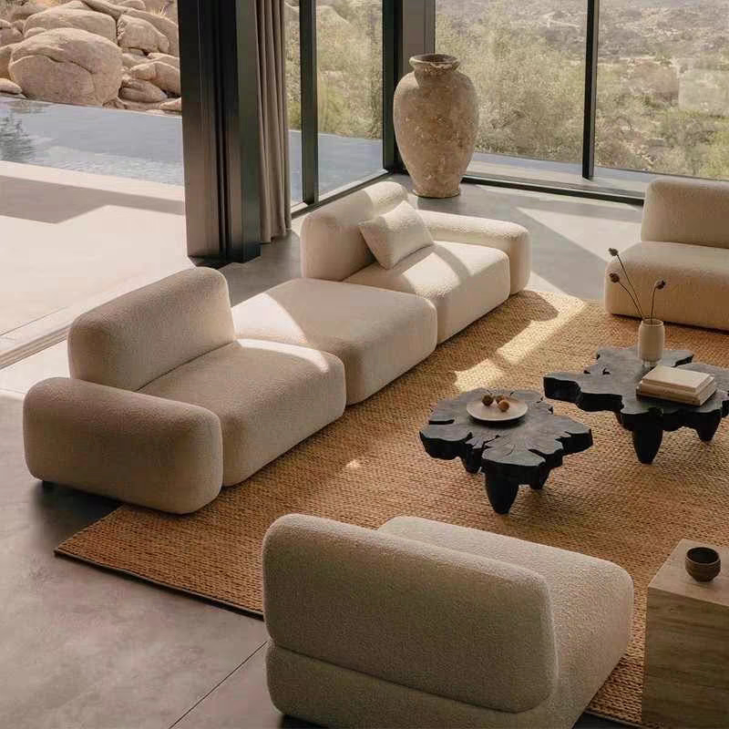 Vintage-style French Sofa, Wabi-Sabi-inspired Modular Pieces
