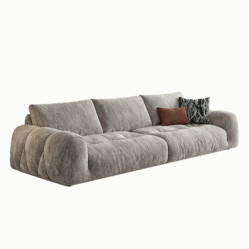 French Chenille Sofa, Cloud-Inspired Creamy Style - Living room furniture - QONKA HOME