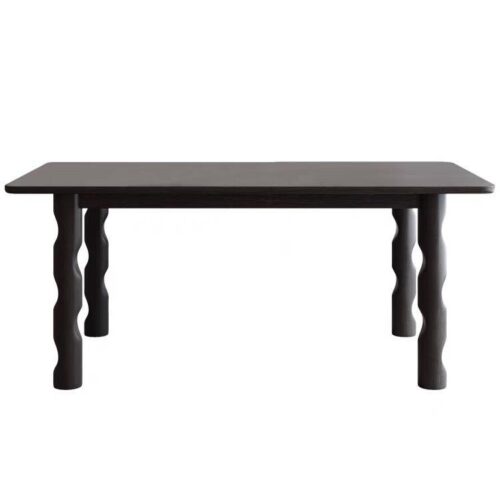 Rectangular Solid Pine Wood Dining Table Black Irregular Leg Dinner Table Vintage Home Table - Dining table - QONKA HOME