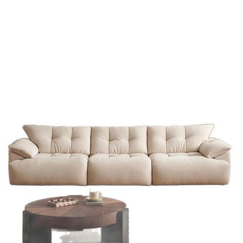Flower Bud Cloud-Patterned Cream-Colored Sofa, Light Luxury Chenille Sofa - Living room furniture - QONKA HOME