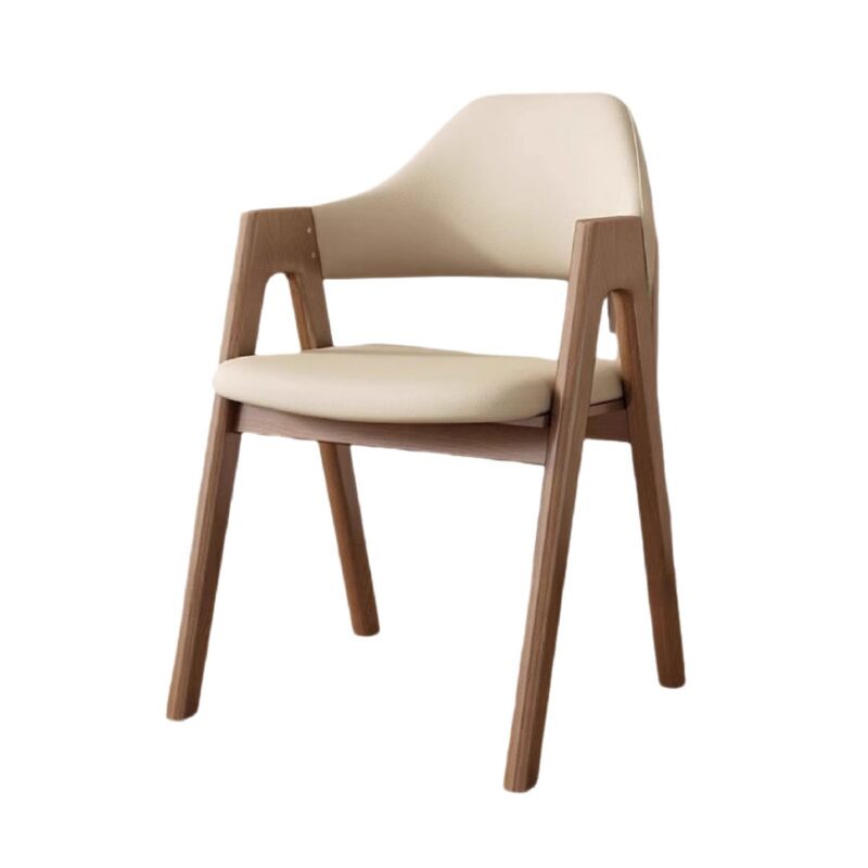 Mid-Century Wooden Dining Armchair  Pu Leather Upholstered Side Chair Comfortable Dinner Chair For Hotel Cafe Household Use