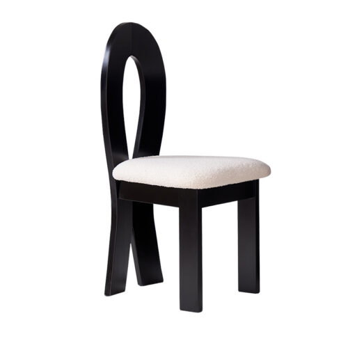 Solid Wood Dining Chair Unique Oval Hollow High Back Teddy Fabric Upholstered Dining Chair for Home Restaurant Hotel - Sol...