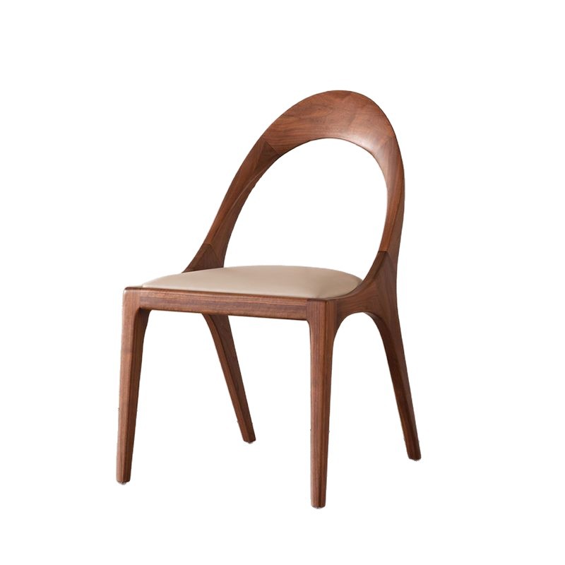 Designer Hollow Dining Chair, Premium Walnut / Ash Solid Wood Leisure Chair For Dining Room & Cafe