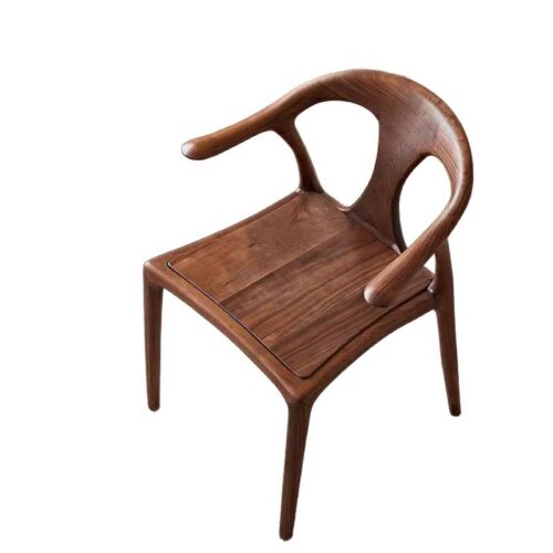 Organic Modern Solid Wood Armchair – Minimalist Sculptural Dining Chair in Premium Walnut Finish for Living Room & ...