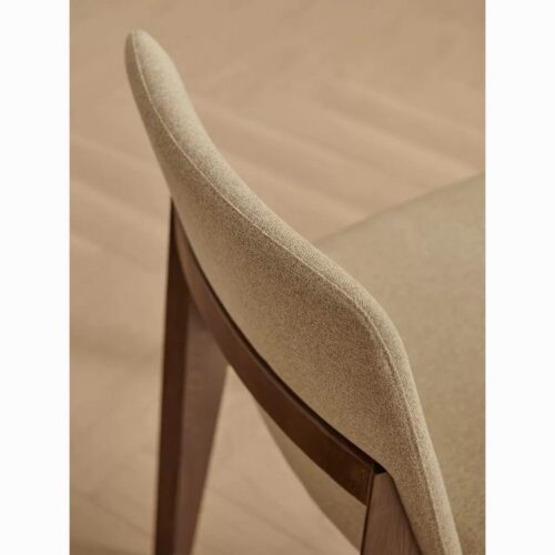 Mid-Century Modern Upholstered Walnut Dining Chair Elegance, Comfort, and Timeless Design - Solid wood dining chair - QONK...