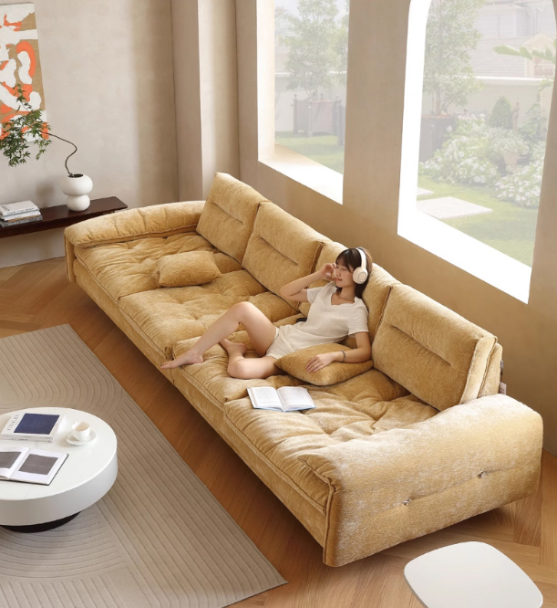 Modern Minimalist Sailboat Sofa, New Luxury Style, Extra-Wide Seat Depth with Adjustable Backrest