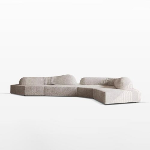 Italian Minimalist Irregular-Shaped Sofa, Rock-Inspired Modular Sofa, Chenille Sofa - Living room furniture - QONKA HOME