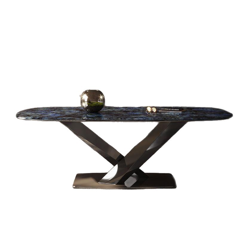 QONKA Minimalist MDF Dining Table with Iron Hairpin Legs Rectangular Home Dining Desk main product image 5