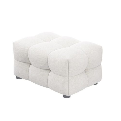 Upholstered Curved Sofa, Cream-colored, with Lambswool Fabric - Living room furniture - QONKA HOME