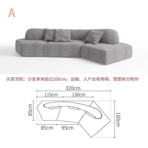 Italian Minimalist Irregular-Shaped Sofa, Rock-Inspired Modular Sofa, Chenille Sofa - Living room furniture - QONKA HOME