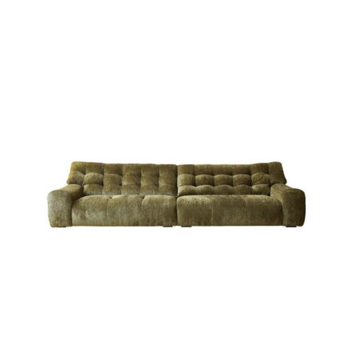 French Mid-Century Style Sofa, High-End Chenille Sofa, Vintage Green Living Room Sofa - Living room furniture - QONKA HOME
