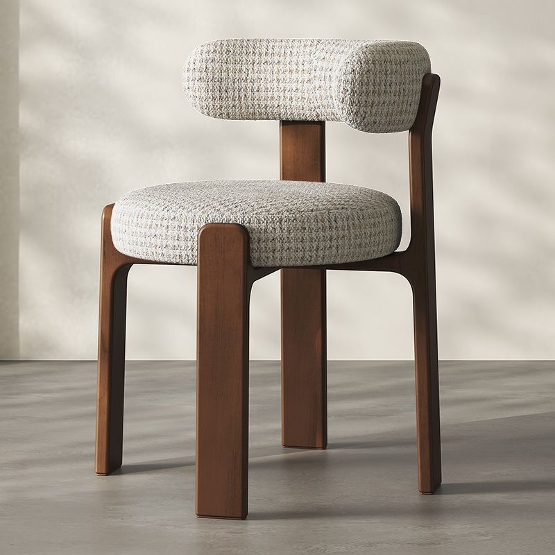 Nordic Hug‑Style Solid Wood Dining Chair Wraparound Back Upholstered Side Chair Optional Chenille Fabric Or PU Leather