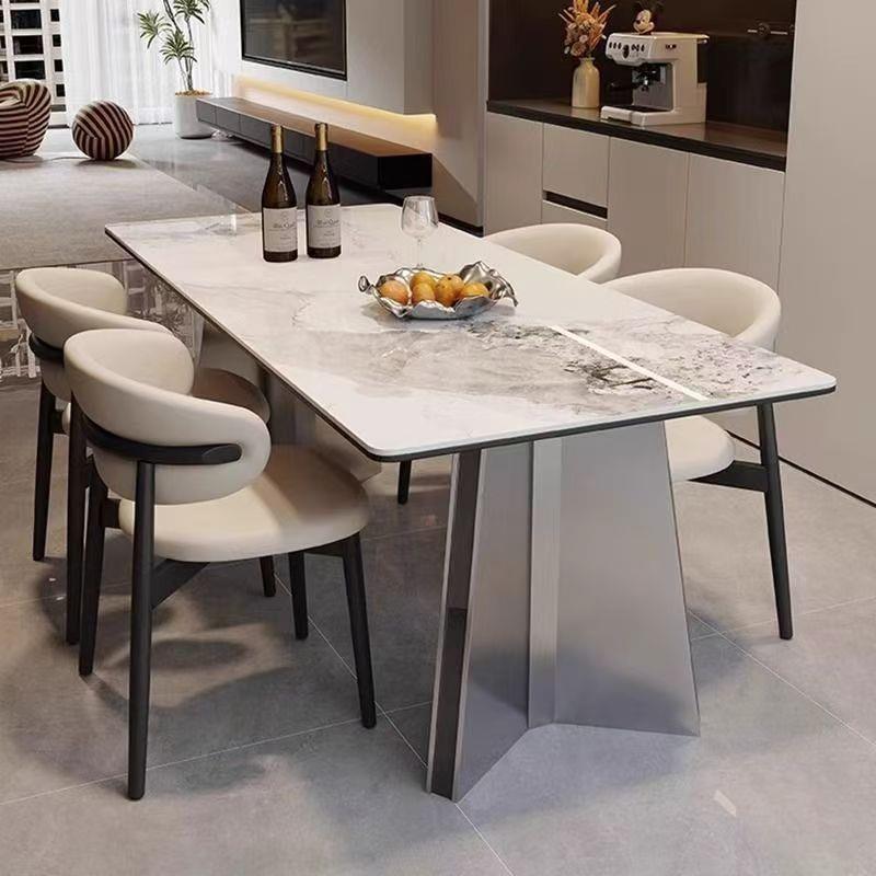 QONKA Minimalist Sintered Stone Dining Table Rectangular Home Dinner Table with Stainless Steel Base main product image 7
