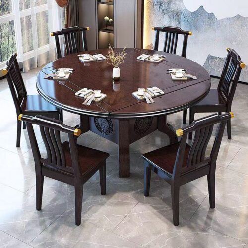 QONKA Rectangular Solid Pine Wood Dining Table Wavy Sculptural Leg Mid Century Dinner Table main product image 7