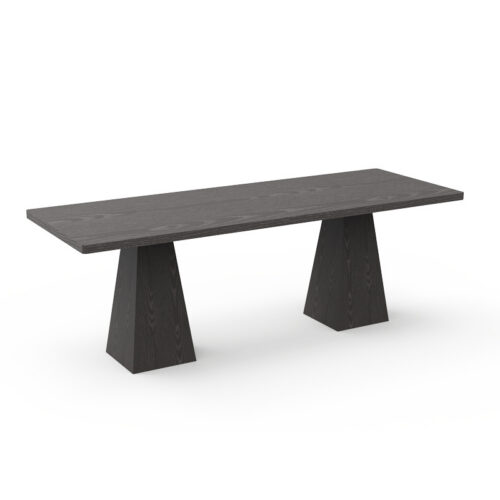 Solid Wood Dining Table, Pine / Ash Wood, Black Carbonized Finish, Modern Wabi‑Sabi Rectangular Dinner Table - Dining ta...
