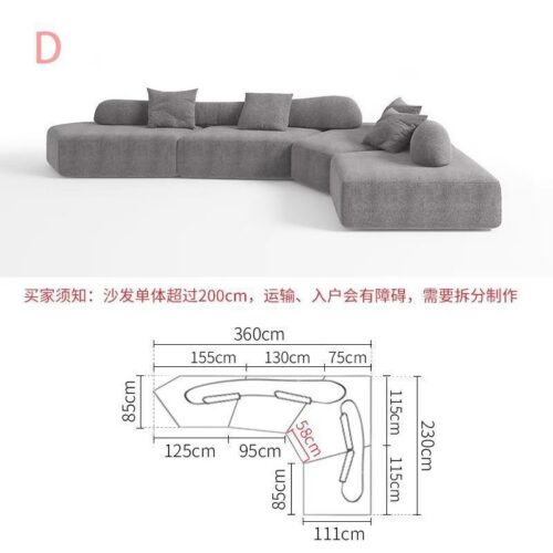 Italian Minimalist Irregular-Shaped Sofa, Rock-Inspired Modular Sofa, Chenille Sofa - Living room furniture - QONKA HOME