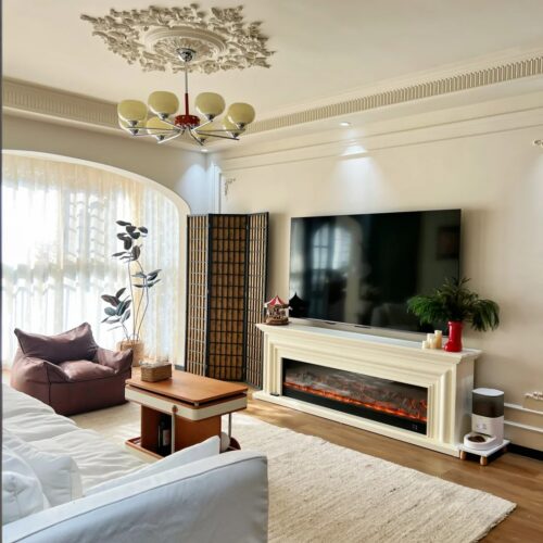 White Electric Fireplace TV Stand - Living room furniture - QONKA HOME