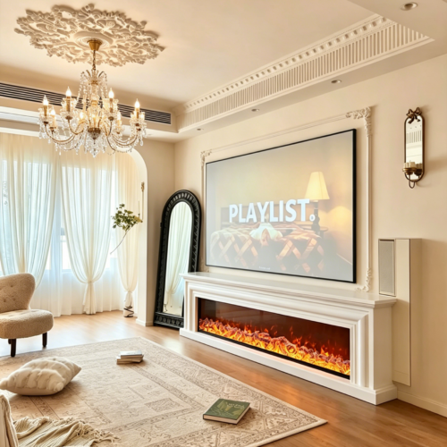 White Electric Fireplace TV Stand - Living room furniture - QONKA HOME