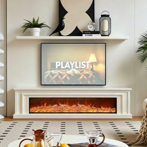 White Electric Fireplace TV Stand - Living room furniture - QONKA HOME