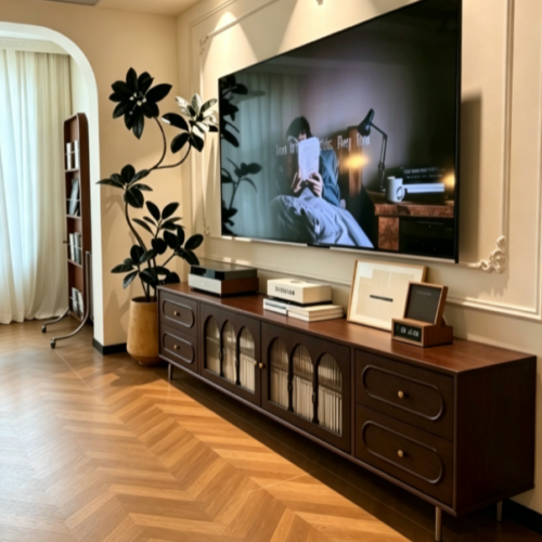 Walnut Solid Wood TV Stand - Living room furniture - QONKA HOME