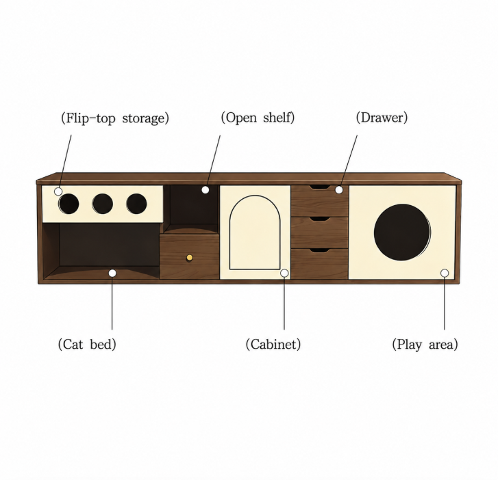 Multi-functional Cat House TV Cabinet
