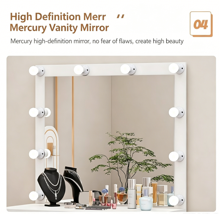 Makeup Vanity Table with Lighted Mirror
