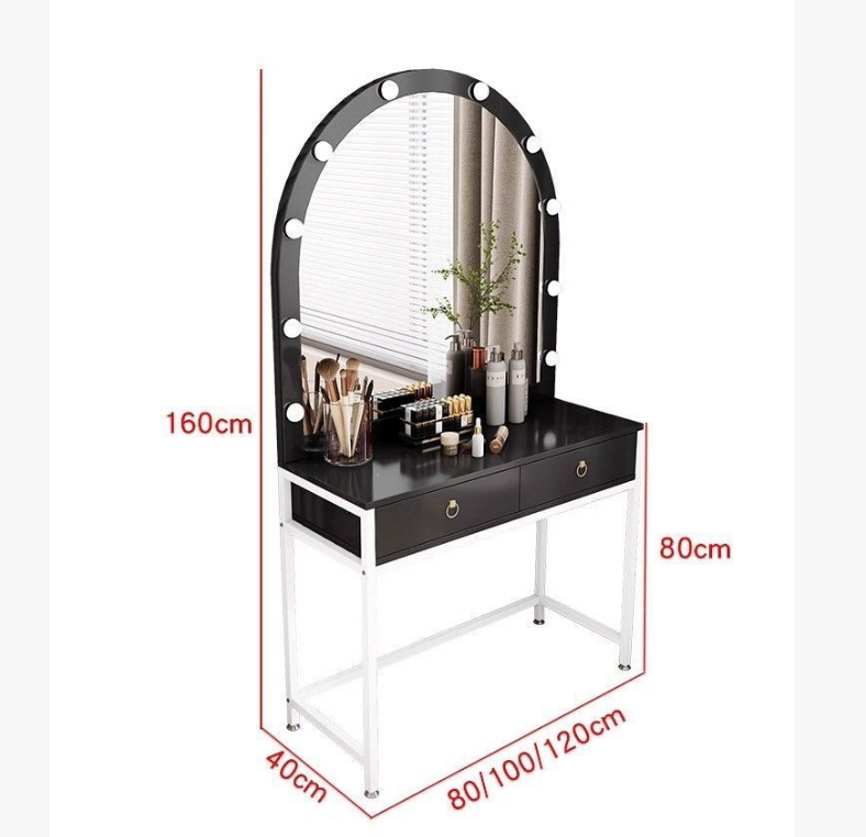 Arched Makeup Vanity Table with LED Mirror