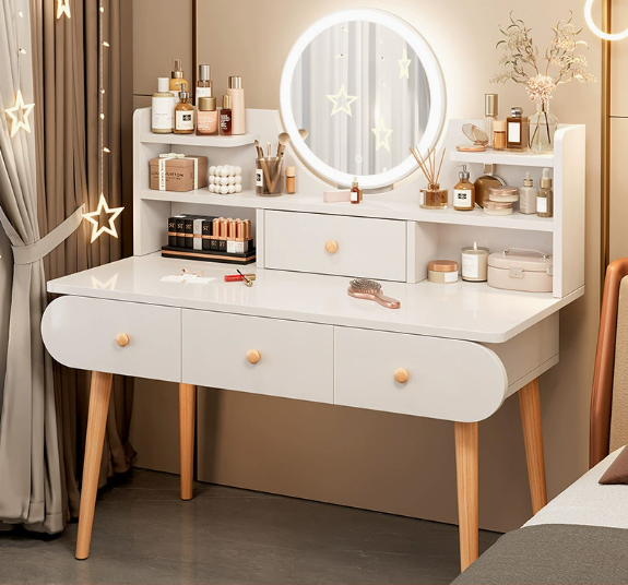 Round LED Mirror Makeup Vanity Table