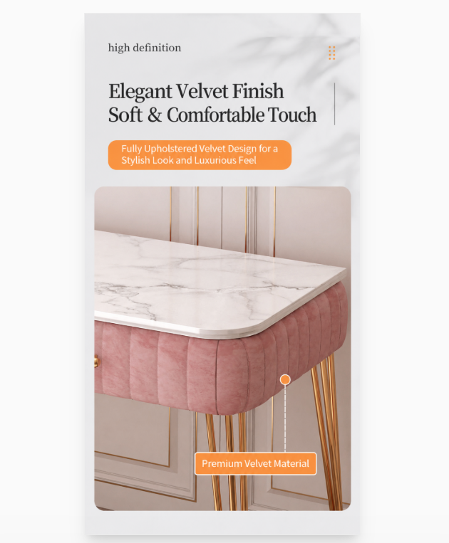 Makeup Vanity Table with Round LED Mirro