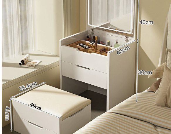 Flip Top Makeup Vanity Table with LED Mirror