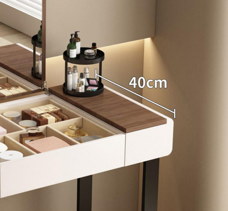 Flip Top Hidden Mirror Makeup Vanity Table