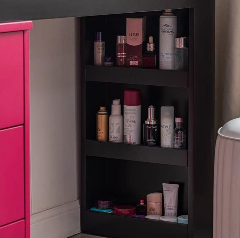 L-Shaped Flip-Up LED Vanity Table