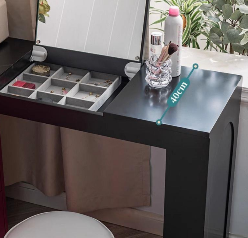 L-Shaped Flip-Up LED Vanity Table
