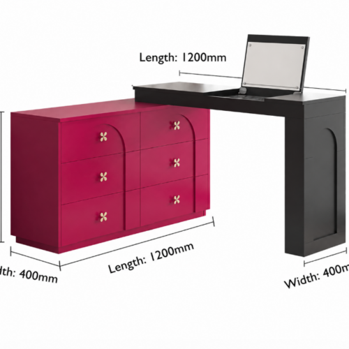 L-Shaped Flip-Up LED Vanity Table - Bedroom furniture - QONKA HOME
