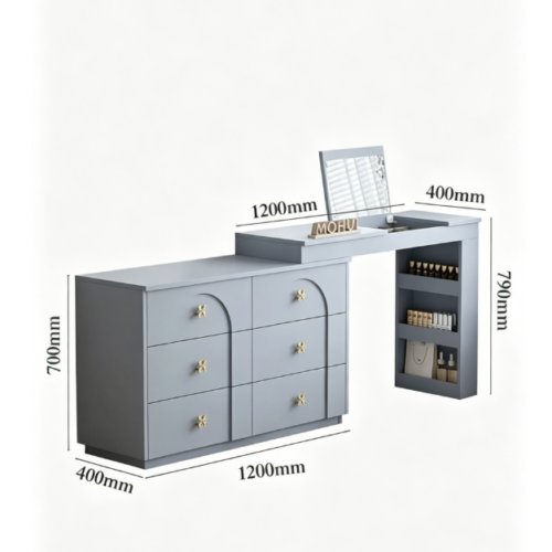 L-Shaped Flip-Up LED Vanity Table - Bedroom furniture - QONKA HOME